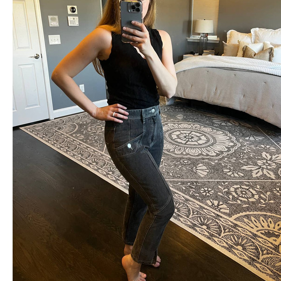 Etoile Isabel Marant Gray Seamed Slit Front Jeans - Picture 13 of 13